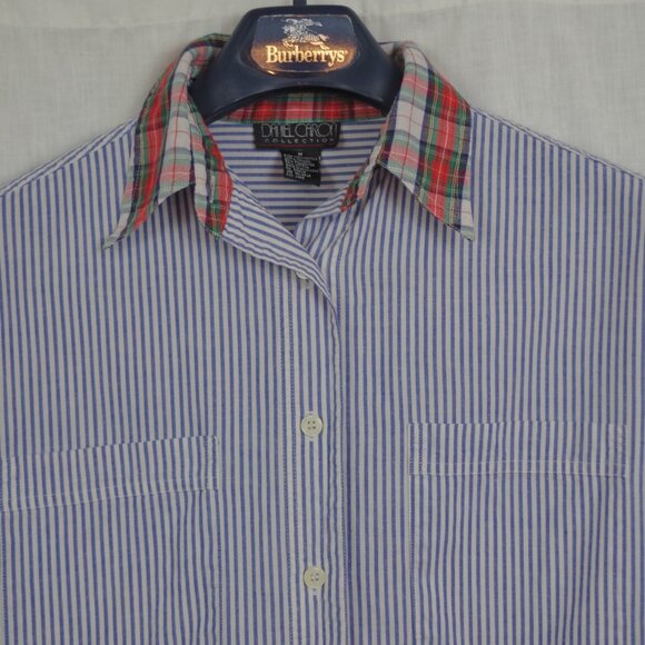 Vintage Daniel Caron Collection Ladies' Oversized Plaid Trim Oxford Medium - Picture 5 of 5